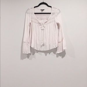 american eagle crochet lace sequin boho cottagecore peasant blouse